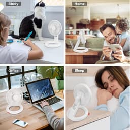 Tafelventilator Draadloos - Opvouwbaar-7 Uur - Mini Aircooler - Stille Ventilator - USB Fan - Vakantie - Wit — thumbnail 5