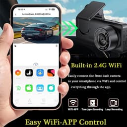 1080P Dashcam met wifi voor auto's, 3-kanaals dashcam voor en achter, 2,0 inch IPS-scherm, loop-opname, G-sensor, WDR, 24-uurs parkeermodus, bewegingsdetectie — thumbnail 4