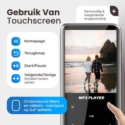 DynaBright - MP3 Speler met Bluetooth - Incl. Oordopjes en 32GB Geheugen - met Clip - MP3/MP4 - Voice Recorder Digitaal - met FM Radio - Zwart — thumbnail 3
