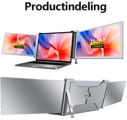 Virello® Portable Monitor Pro 2025 - 2x Full‑HD IPS 14″ scherm - Voor Laptops van 14" t/m 17.3" - Laptopscherm uitbreider - USB-C/USB-A & HDMI - Inclusief Hoes & Kabels - Grijs - 2 jaar garantie — thumbnail 1