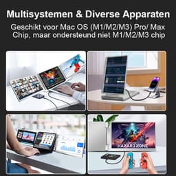Virello® Draagbare Flip Monitor 14" Full HD - USB-C & HDMI - Inclusief Beschermhoes - Voor Laptop, MacBook, PS5, Nintendo Switch - Grijs - 2 jaar garantie — thumbnail 3