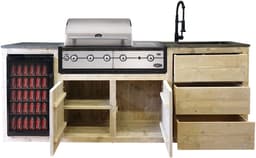 Outside Meubelen | Buitenkeuken - Palu | Boretti Ligorio Top BBQ | Koelkast 80L | Zwarte keukenkraan & spoelbak | Natuursteen blad | Steigerhout | Tuinmeubelen — thumbnail 2