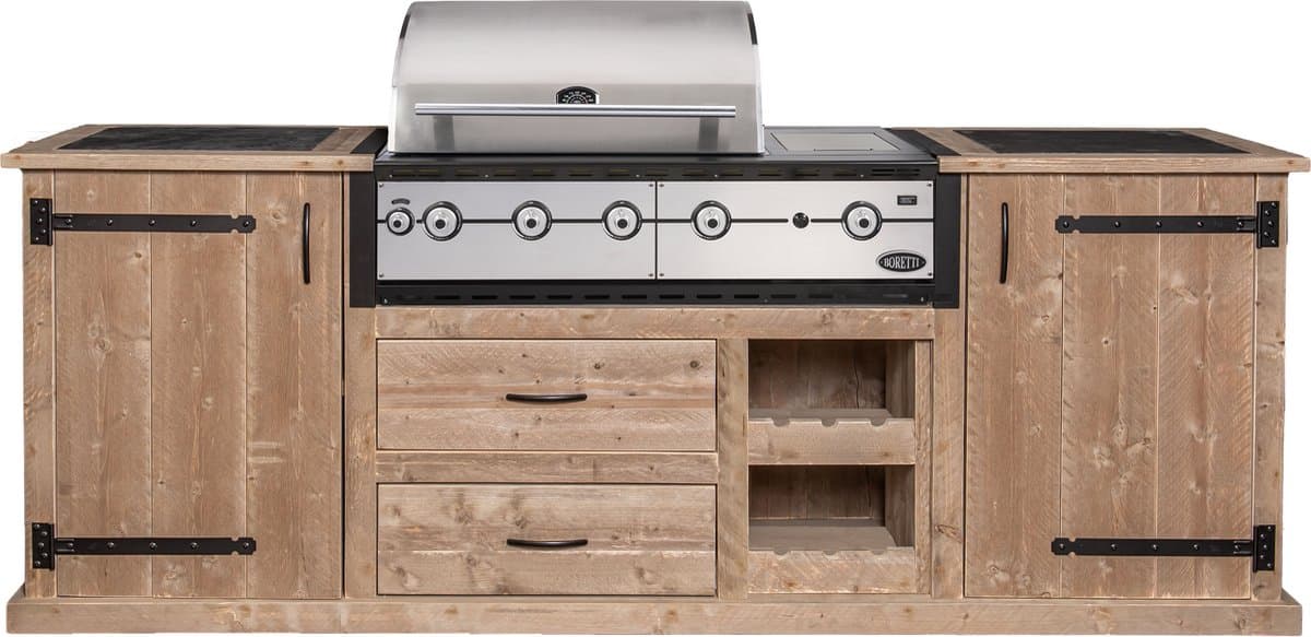 Outside Meubelen | Buitenkeuken - Padang | Boretti Ligorio Top BBQ | Hardstenen blad | Steigerhout | Tuinmeubelen — afbeelding 1