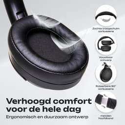 PowerLocus Boom - Koptelefoon Bluetooth - 60 uur batterijduur – Over Ear Koptelefoon Draadloos – 4 EQ-modi - Met Microfoon - Zwart — thumbnail 3