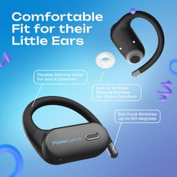 PowerLocus Jumpy - Open-Ear Koptelefoon voor Kinderen - Draadloze Oordopjes - met 85dB Volumebegrenzing - Bluetooth 5.3 - Draadloze oortjes - Waterproof Sport Oortjes - Universeel - Zwart/Blauw — thumbnail 4