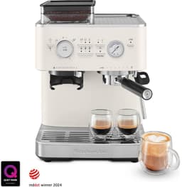 KitchenAid Halfautomatische Espressomachine - Ingebouwde koffiemolen, kantelbaar stoompijpje, 15 bar pomp en drukmeter - Porcelain White — thumbnail 1