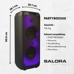 Salora Partybox 500 met LED verlichting en ingebouwde accu — thumbnail 3