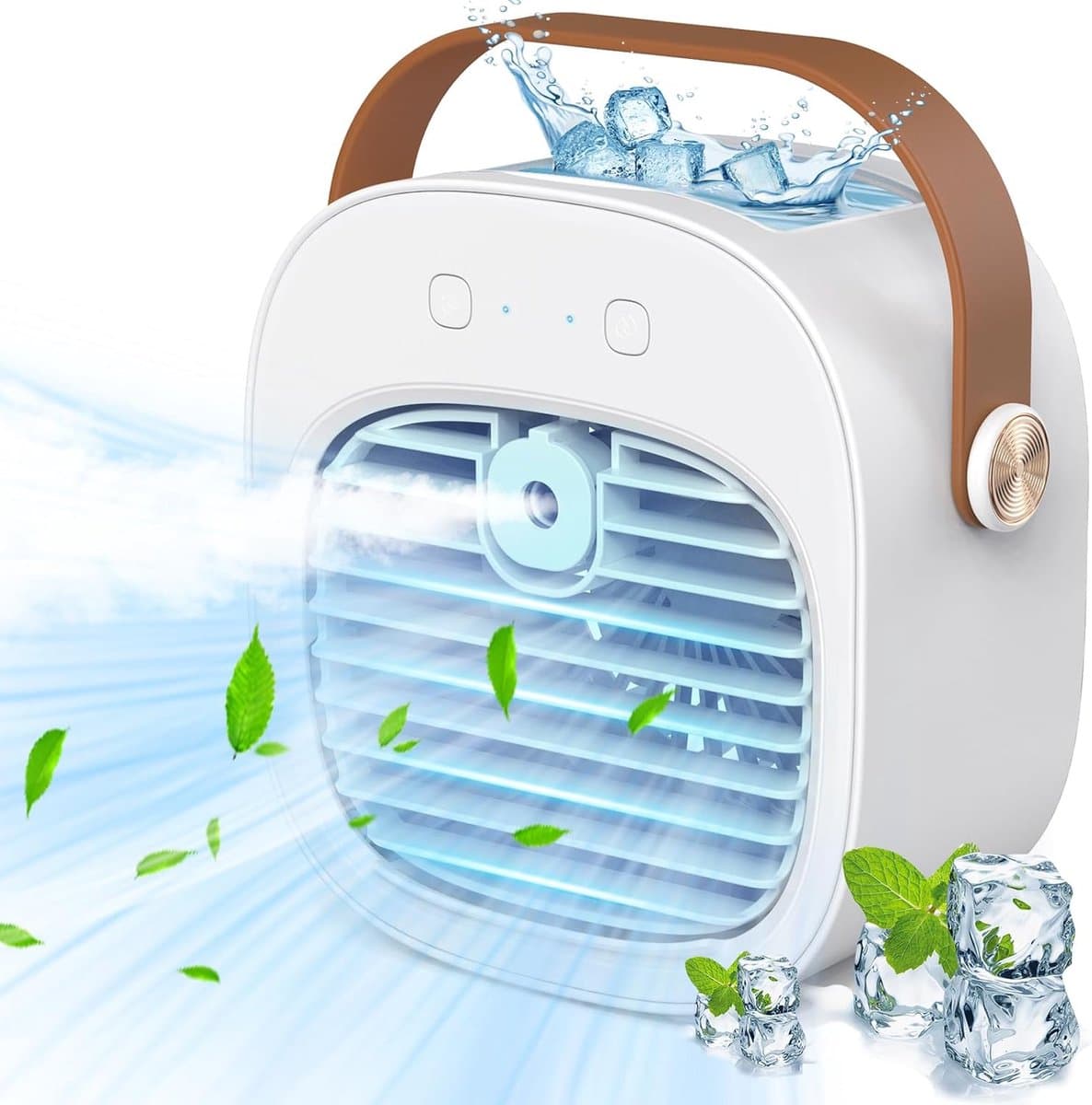 Draagbare ventilator - 4000 mAh oplaadbare miniventilator - 3 snelheidsinstellingen - 5-10 uur looptijd - Stille bureauventilator - Persoonlijke luchtkoeler voor thuis, slaapkamer, reizen, kantoor en buiten - Wit — afbeelding 1