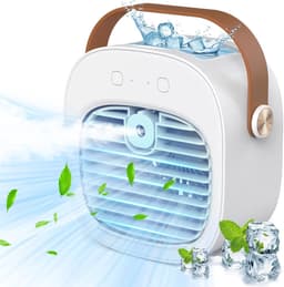 Draagbare ventilator - 4000 mAh oplaadbare miniventilator - 3 snelheidsinstellingen - 5-10 uur looptijd - Stille bureauventilator - Persoonlijke luchtkoeler voor thuis, slaapkamer, reizen, kantoor en buiten - Wit — thumbnail 1