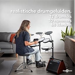 VISIONDRUM 7-Delig Mesh Pads Drumstel Kruk & Koptelefoon - Zwart — thumbnail 5