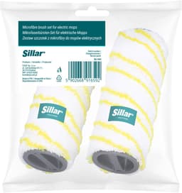 Sillar, 2 x rollers, geschikt voor elektrische mop Karcher EWM 2 FC3 FC5 FC7, van microvezel, vervangende rollen, herbruikbaar, wasbaar, wit/geel — thumbnail 3