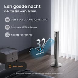 CoolHome CF2206 - Torenventilator met afstandsbediening - Ventilator staand met Luchtreiniger - 96 CM - Dimbaar LED scherm - Cool grey — thumbnail 3