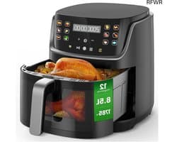 RFWR® XL Heteluchtfriteuse met 8,5 Liter Capaciteit en LED-Touchscreen | 12 Functies en Kijkvenster