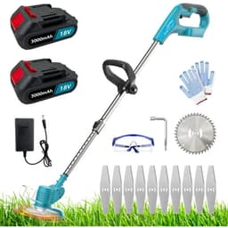 Grasmaaier - Accu Grasmaaier - 3 Messen & Verstelbare Steel - 18.000 RPM - 2 Batterijen & Oplader - Veilig & Efficiënt - Voor Tuin & Gazononderhoud — thumbnail 1