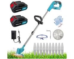 Grasmaaier - Accu Grasmaaier - 3 Messen & Verstelbare Steel - 18.000 RPM - 2 Batterijen & Oplader - Veilig & Efficiënt - Voor Tuin & Gazononderhoud