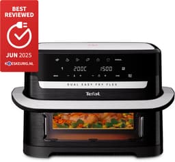 Tefal Dual Easy Fry Flex EY9228 - Dubbele Airfryer 9L - FlexCook - 1 of 2 Kookzones - 7 Programma's - Zwart - Voor 8 Personen — thumbnail 2