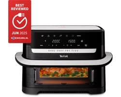 Tefal Dual Easy Fry Flex EY9228 - Dubbele Airfryer 9L - FlexCook - 1 of 2 Kookzones - 7 Programma's - Zwart - Voor 8 Personen