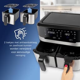 Thuys – Friteuse 9L XXL Dubbele Kamer Frituren – Met Hete Lucht & Zonder Olie 9 Programma's Touchscreen | 2400W PC-FR 1242 H — thumbnail 4