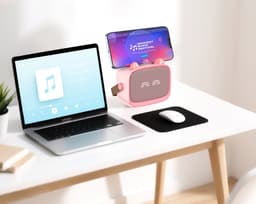 Karaoke Set - 2 Microfoons - Draagbaar - Bluetooth - Telefoonhouder - Roze — thumbnail 5