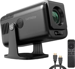 Lumistar® Pro+ Mini Beamer - Alles-in-één Smart TV Projector - 2025 model - Android 13.0 & iOS - WiFi 6 & Bluetooth 5.2 - 4k ondersteuning - Beamer - Inclusief Hdmi kabel - Home Cinema - Zwart — thumbnail 1