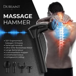 Duriant®- Massage gun professioneel-Unieke 2-in-1 Functionaliteit-Massage gun- Professioneel- Massage pistool- 4 opzetstukken- Ergonomisch Gebogen Design – Spierherstel & Ontspanning-Volledige lichaamsmassage –Overal inzetbaar- Zwart — thumbnail 3