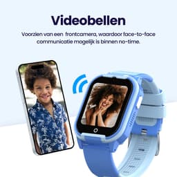Qlokkie Kiddo Lite - GPS horloge kind - Smartwatch kinderen - GPS tracker kind met nauwkeurige locatiebepaling - GPS horloge kind met simkaart - Stel veilige zones in - SOS functie - Blauw — thumbnail 4