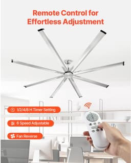 Plafondventilator 244 Cm - 8 Aluminium Bladen - 6 Snelheden - Krachtige Luchtstroom - Geschikt voor Hoge Plafonds In Woonkamers — thumbnail 3