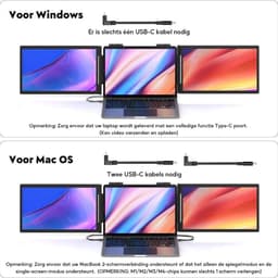 DailySupplies® Portable Monitor - Tri Screen - Laptop Uitbreider - Full HD — thumbnail 3