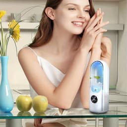 Mobiele Aircooler - Ventilator - Torenmodel - Bladloze Ventilator - Energiezuinige Luchtkoeler - bladloze tafelventilator met ledverlichting - Ventilator - Ingebouwde Luchtreiniger - Zonder Bladen - Wit — thumbnail 3