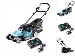 Makita DLM 432 PG2 accu-grasmaaier 36 V (2x 18 V) 43 cm + 2x accu 6,0 Ah + dubbele lader — thumbnail 1