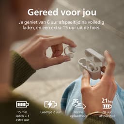 PHILIPS TAQ2000WT/00 Draadloze open-ear oortjes - Oorhaakjes - Open-ear pasvorm - 28 uur afspeeltijd - Bluetooth multipoint - IPX4 - App control - Bediening op de oorhaakjes - Wit — thumbnail 5