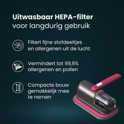Purgato Huisstofmijt Stofzuiger - UV Lamp - USB Oplader - Kruimeldief - Paars — thumbnail 2