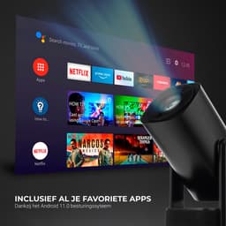 Lumenix® GO Mini Beamer - Thuisbioscoop - Android 11.0 - WiFi 6 & Bluetooth 5.2 - Voor iOS en Android - Draagbaar en Draadloos met accu - Zwart — thumbnail 4