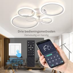 MKSS® Plafondventilator met Verlichting - Ventilator voor Slaapkamer - Air Cooler met Afstandsbediening - Wit — thumbnail 5