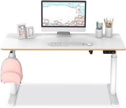 Elektrisch verstelbaar bureau voor kinderen en jongeren 120x60 cm – hoogte 55–81 cm, Ultradesk PULSAR, in hoogte verstelbaar kinderbureau, groeit mee met kind, ergonomisch studiebureau, wit — thumbnail 1