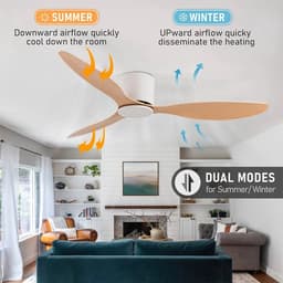 Kioki Plafondventilator - 106cm - Afstandsbediening + App besturing - Plafond Ventilator - Hout(look) - Slaapkamer - Timer - 6 standen - Plafonniere — thumbnail 2