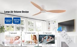 Kioki Plafondventilator - 106cm - Afstandsbediening + App besturing - Plafond Ventilator - Hout(look) - Slaapkamer - Timer - 6 standen - Plafonniere — thumbnail 4