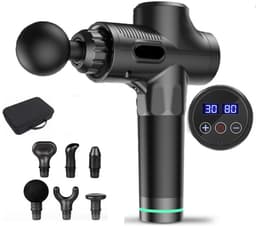 Massage Gun - Massage Apparaat - Massage Pistool - Inclusief Koffer en 6 Opzetstukken - Krachtig en Draadloos - Extra Krachtig en Stil - Sport en Relax Massage Apparaat - Professioneel - Fitness - Zwart — thumbnail 1