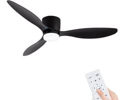Livano Plafondventilator - Met Verlichting - Plafond Ventilator - Met Lamp - Plafonniere Met Ventilator - Met Licht - Zwart - 132cm