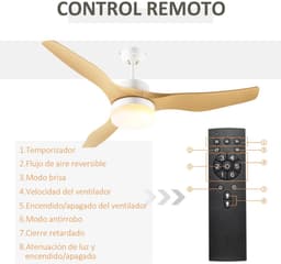 Livano Plafondventilator - Met Verlichting - Plafond Ventilator - Met Lamp - Plafonniere Met Ventilator - Met Licht - Hout — thumbnail 3