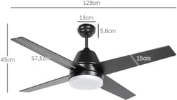 Livano Plafondventilator - Met Verlichting - Plafond Ventilator - Met Lamp - Plafonniere Met Ventilator - Met Licht - Zwart - 130cm — thumbnail 2