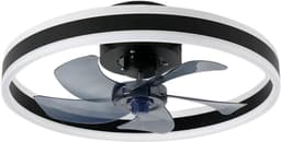 Livano Plafondventilator - Met Verlichting - Plafond Ventilator - Met Lamp - Plafonniere Met Ventilator - Met Licht - Zwart - 50cm — thumbnail 1