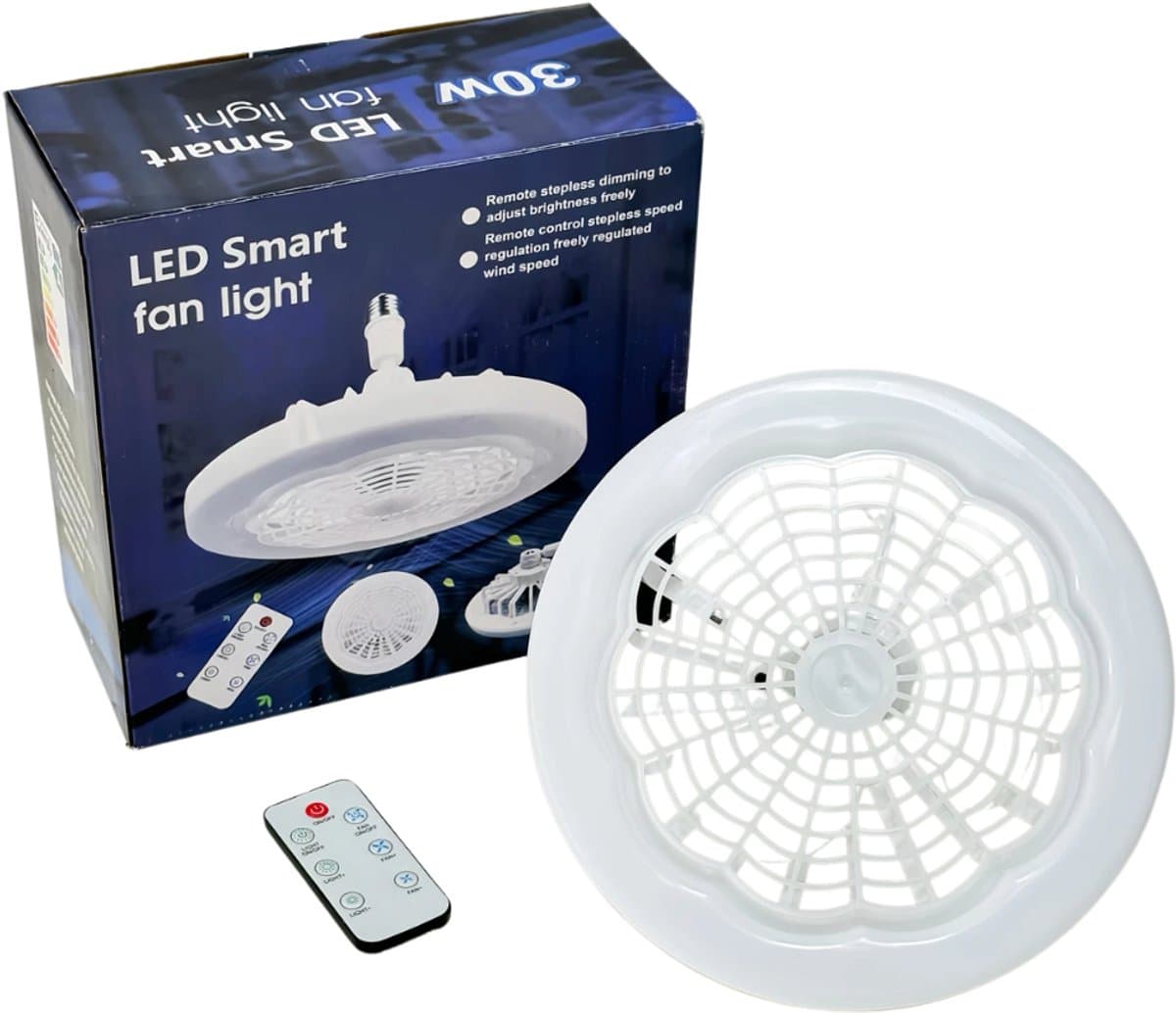 Livano Plafondventilator - Met Verlichting - Plafond Ventilator - Met Lamp - Plafonniere Met Ventilator - Met Licht - Wit - 23cm — afbeelding 1