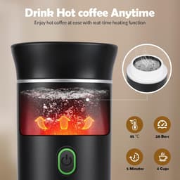 Draagbaar Koffiezetapparaat - Geschikt Voor Onderweg - Draagbare Reis Espressomachine - Oplaadbaar - 12v Oplaadbare Espressomachinemet Voor Kamperen En Auto - Draagbare Koffiemachine - Zwart — thumbnail 3