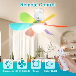 Plafondlampen met Ventilator - 3 kleurtemperatuurverlichting - Doorsnede 52 cm Ventilator Lamp met Afstandsbediening - 40W Plafondventilator met Dimbare LED Lamp - 1/2/4 uur Tmerfunctie - Beschikbaar in Voor Slaapkamer, Woonkamer, Garage enz(Kleur) — thumbnail 4