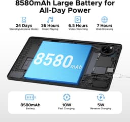 DOOGEE Tab A9 Pro+ - Tablet - 30GB RAM (6GB+24GB) - 128GB ROM（TB/TF）- 11Inth 90Hz HD+ - 8580mAh - Android 15 - Unisoc T7200 - Dual Speakers - Zwart — thumbnail 3