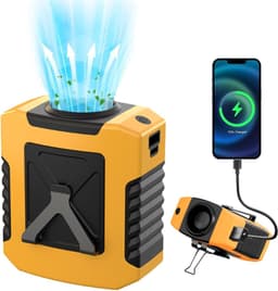 Draagbare heupventilator - Clip op draagbare riem Persoonlijke ventilator Oplaadbaar op batterijen Met 4 snelheden en zaklamp Nek Handsfree 20 uur koeling Voor buiten, wandelen, werkplekken, boerderijen — thumbnail 1