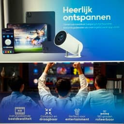 Beamzy - Mini beamer + Gratis HDMI kabel- Pro versie - Mini Beamer - mini projector - draagbare beamer - projector / beamer - Geïntegreerd Android 12.0 systeem - Screen mirroring smartphone - Home cinema — thumbnail 2