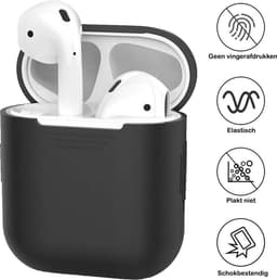 Hoesje - Geschikt voor Apple Airpods 2 - Siliconen Hoes met Clip - Silicone Case Cover - Zwart — thumbnail 2