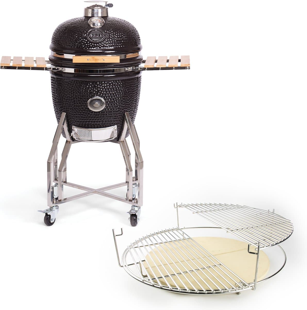 YAKINIKU Kamado - LARGE COMPLEET - 19 inch - 49 cm Grilloppervlak - Inclusief Onderstel, Zijtafels & Pro Set — afbeelding 1